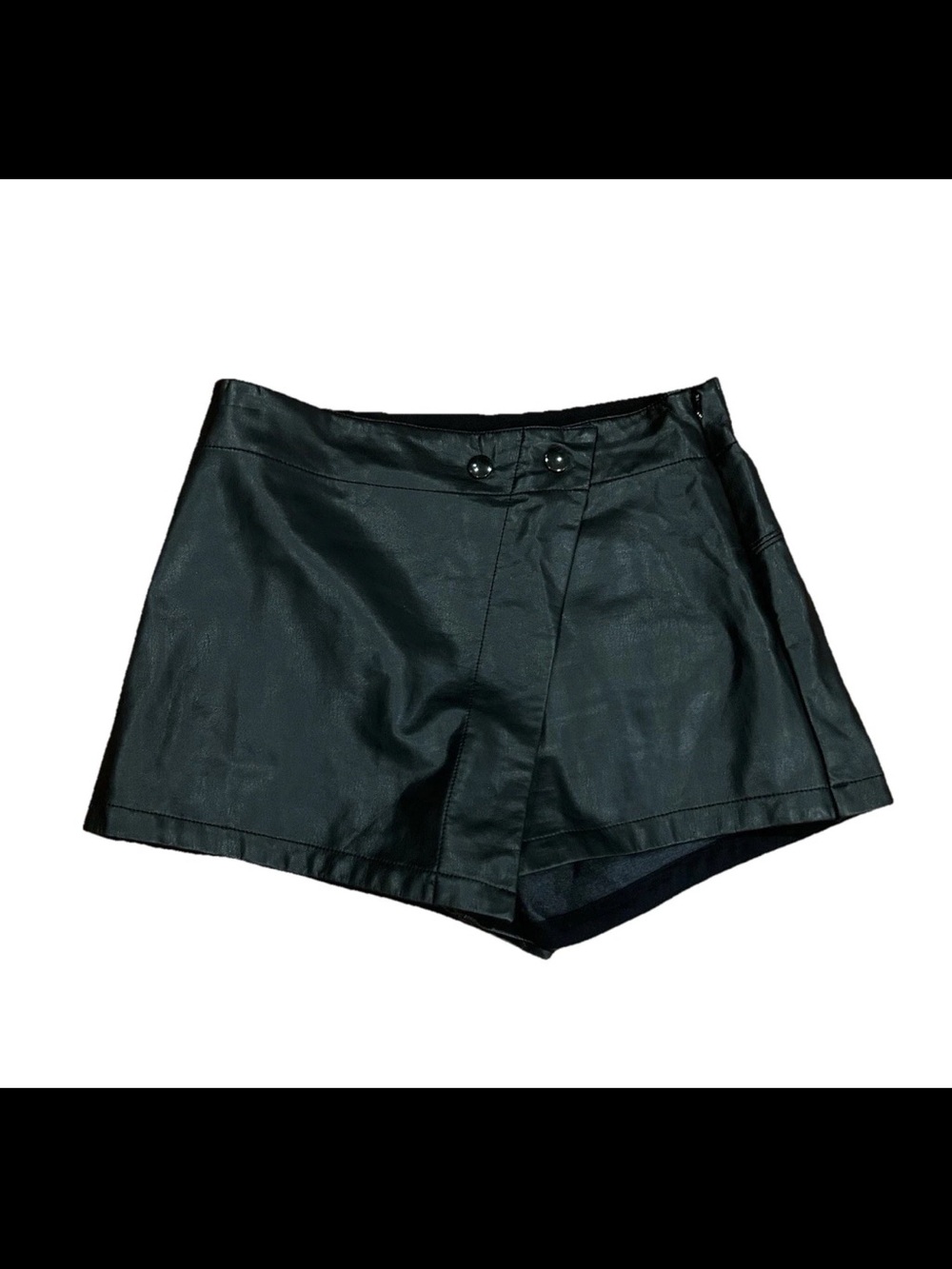 Free People Black Faux Leather High-Waist Shorts Skirt